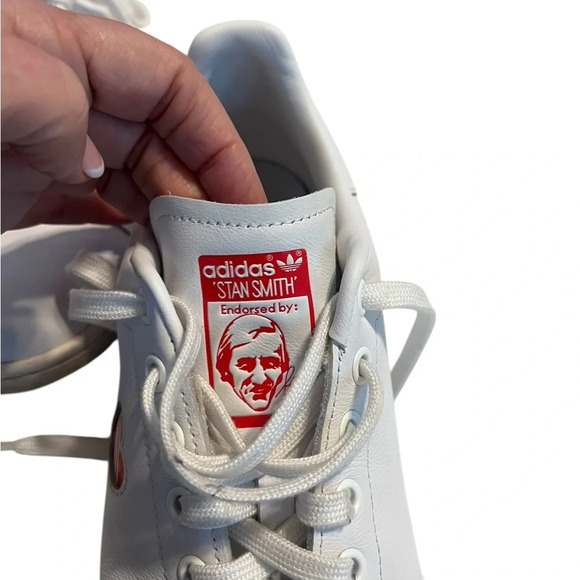 Adidas Stan Smith Women's Size 9.5 Athletic Shoes White Red heart Sneakers rare - Picture 8 of 10